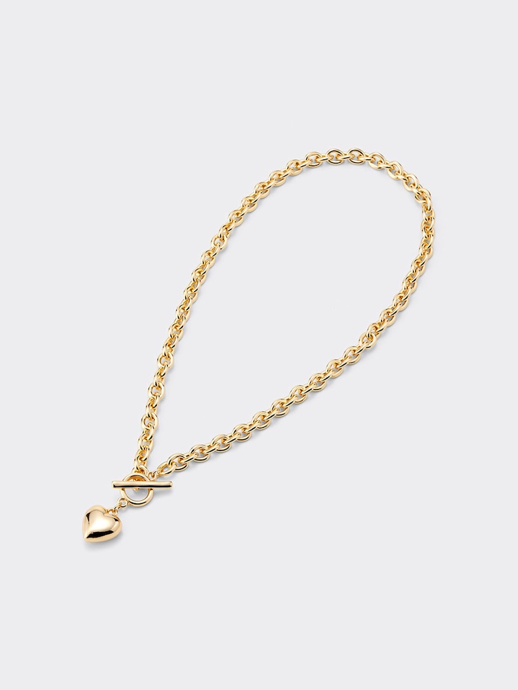 GU公式 | ハートモチーフボリュームチェーンネックレス 