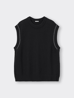 GU公式 | ウォッシャブルステッチニットベスト 