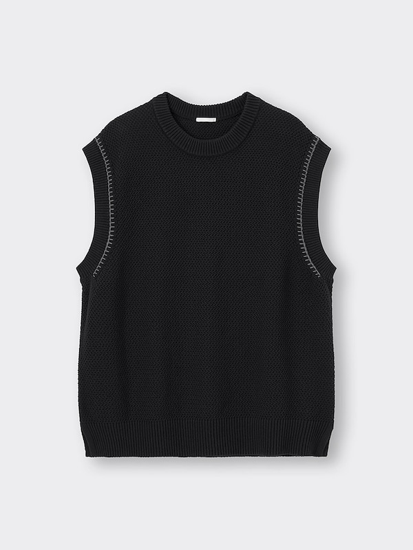 ウォッシャブルステッチニットベスト