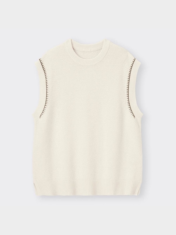 ウォッシャブルステッチニットベスト