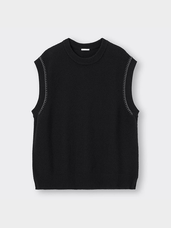 ウォッシャブルステッチニットベスト