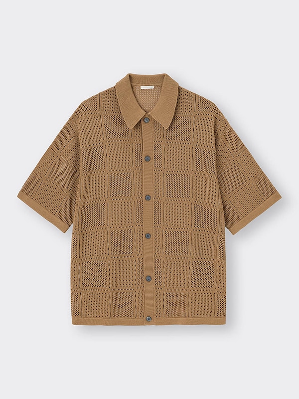 ウォッシャブルメッシュニットシャツ(5分袖)