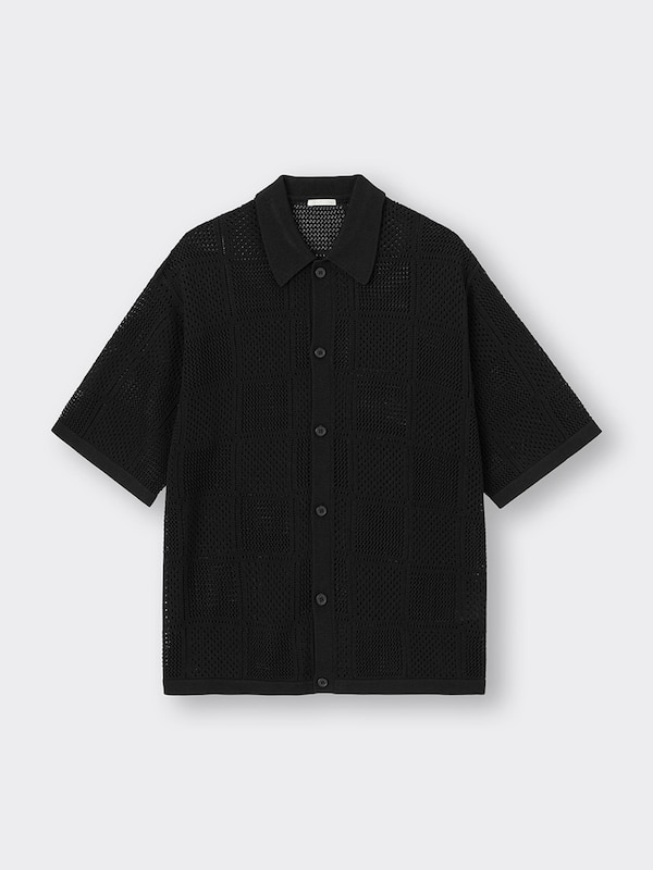 ウォッシャブルメッシュニットシャツ(5分袖)