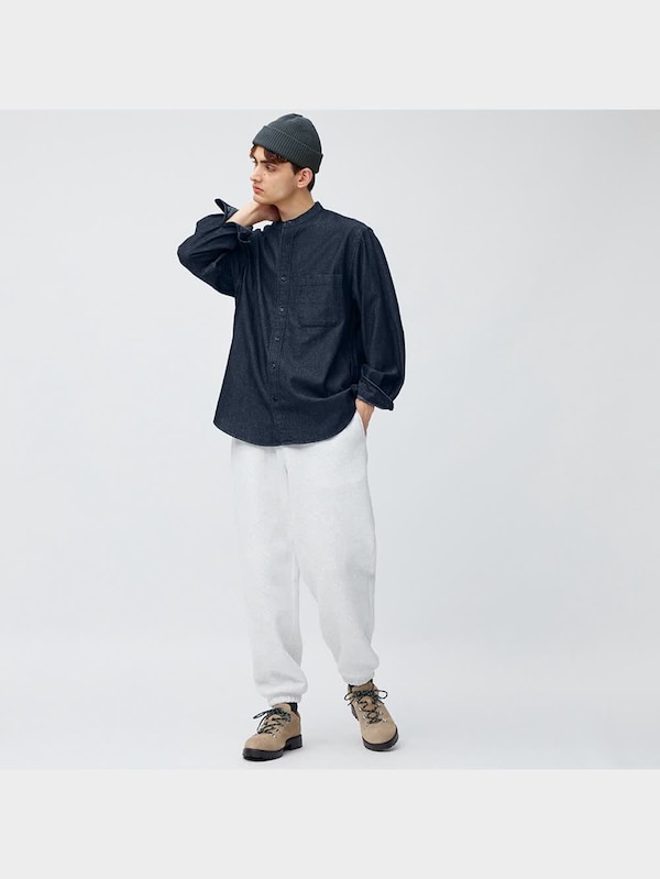 デニムバンドカラーシャツ(長袖)