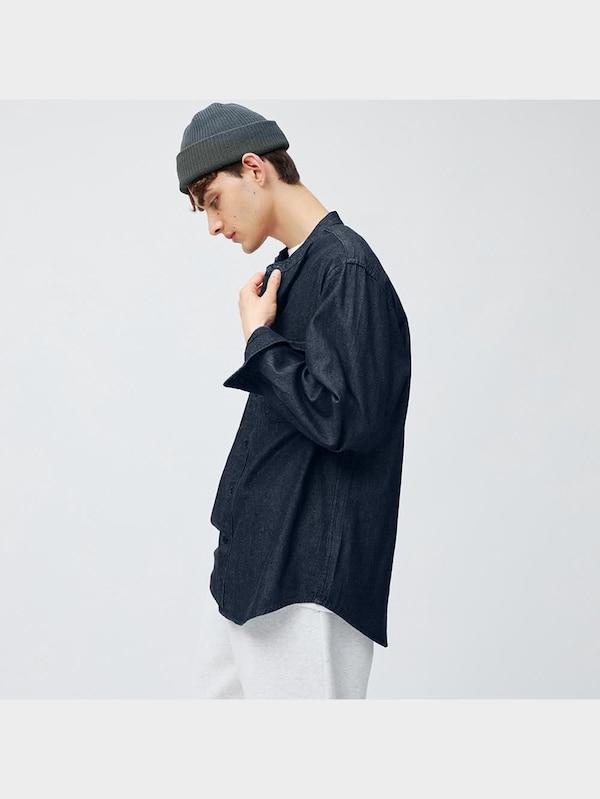 デニムバンドカラーシャツ(長袖)