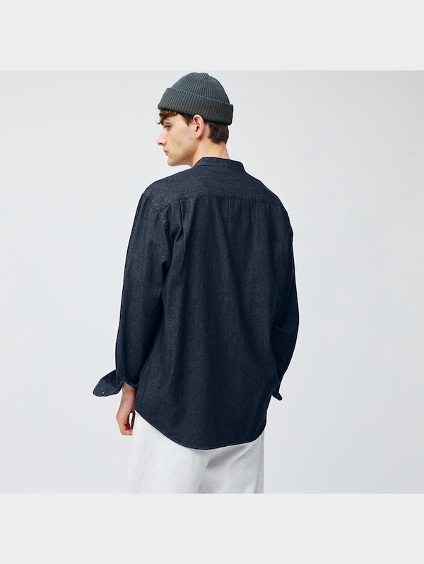 デニムバンドカラーシャツ(長袖)