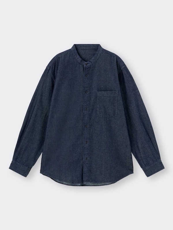 デニムバンドカラーシャツ(長袖)