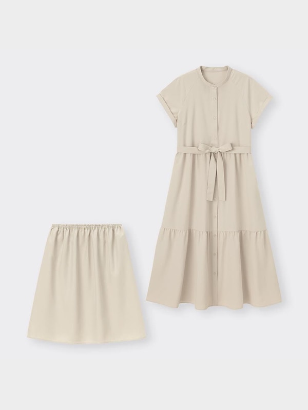 バンドカラーシャツワンピース(半袖)+E