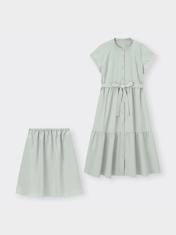 バンドカラーシャツワンピース(半袖)+E