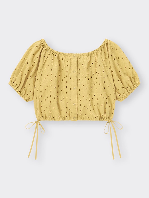 コットンレースクロップドブラウス(半袖)