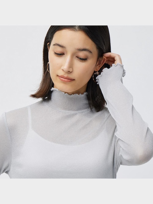 ラメハイネックT(長袖)Q