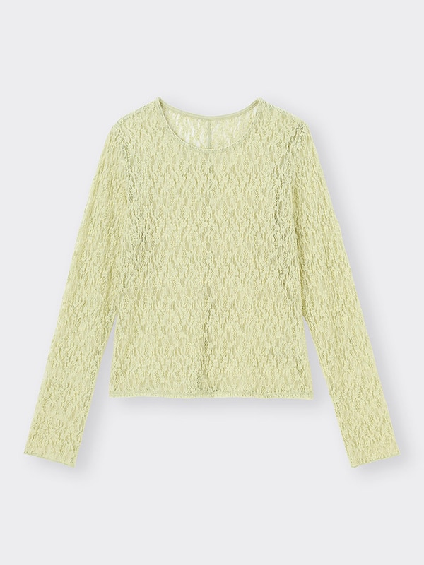 レースクルーネックT(長袖)Q+E