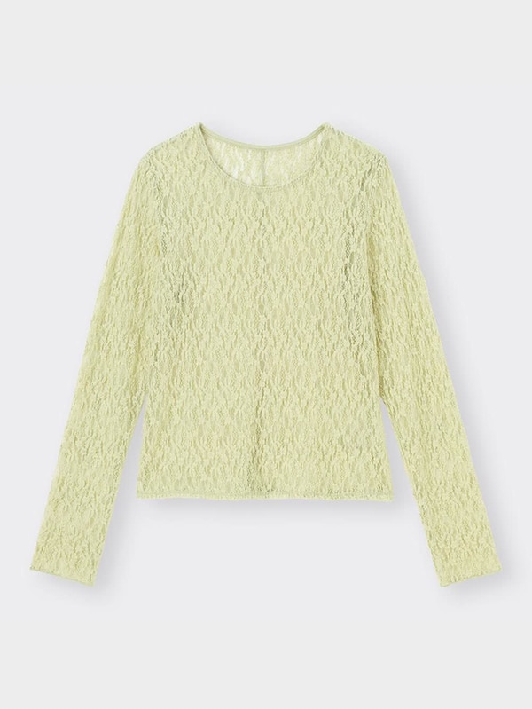 レースクルーネックT(長袖)Q+E