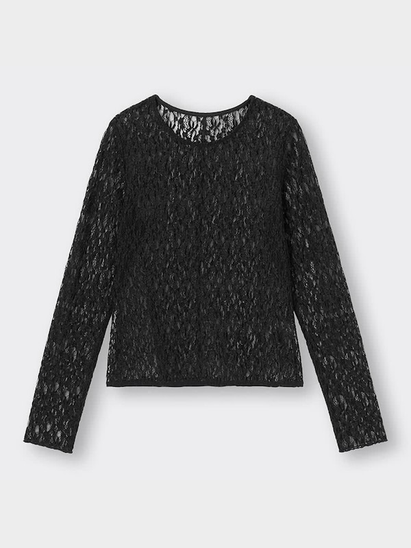 レースクルーネックT(長袖)Q+E