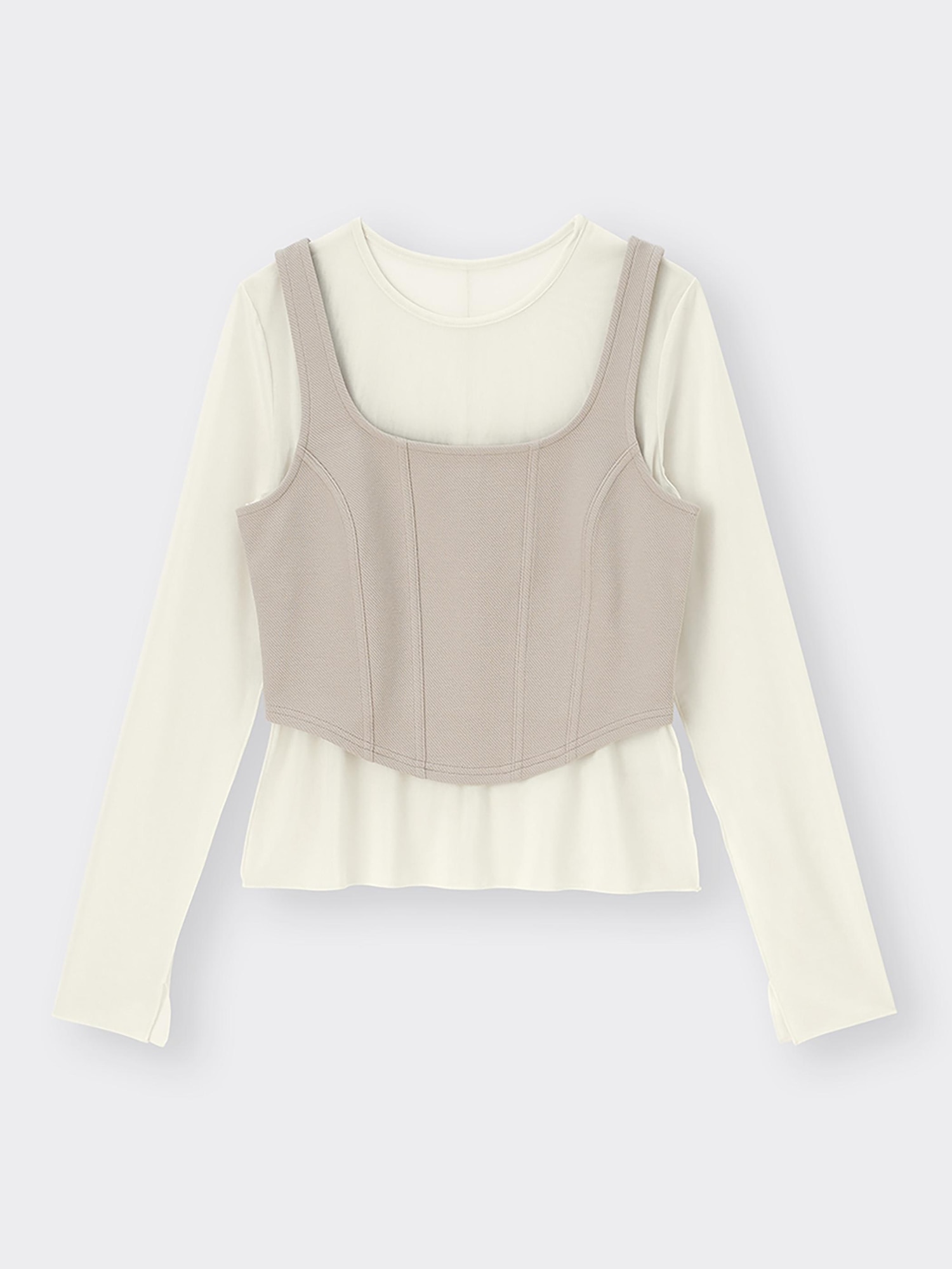 なつページ GU公式 | 2ピースビスチェレイヤードT(長袖)Q+E