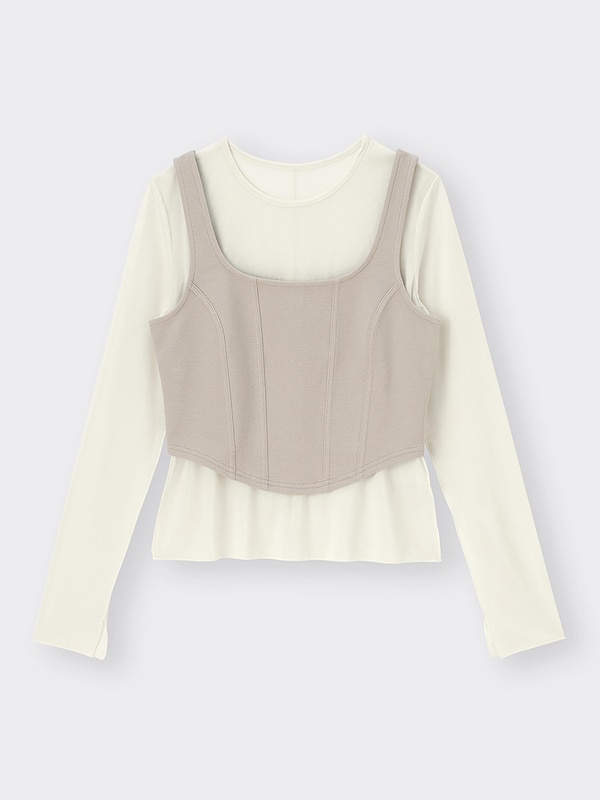 2ピースビスチェレイヤードT(長袖)Q+E