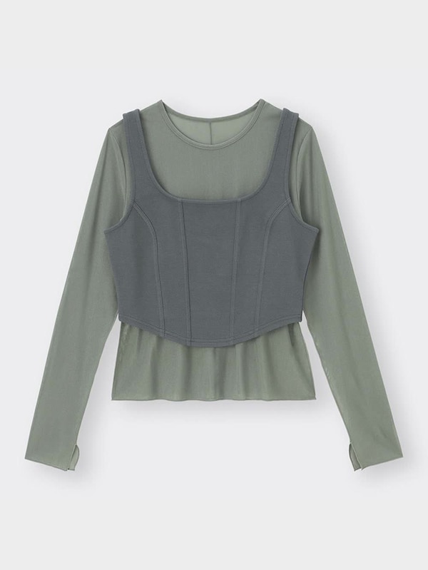 2ピースビスチェレイヤードT(長袖)Q+E