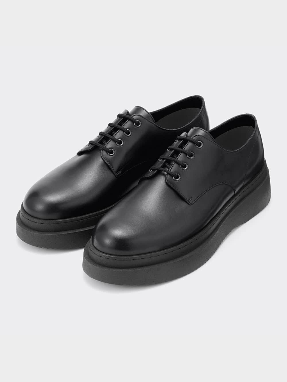 メンズ厚底PUレザーラウンドトウシューズ靴おしゃれ shoes365】ラウンドトゥ厚底ウォッシュレザーシューズ メンズ