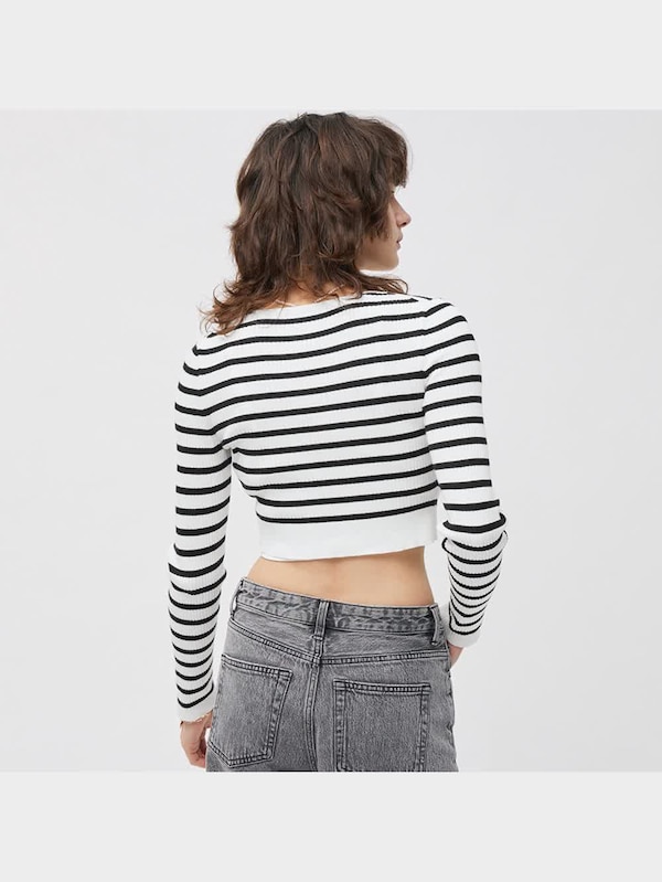 UVカットクロップドカーディガン(長袖)(ボーダー)