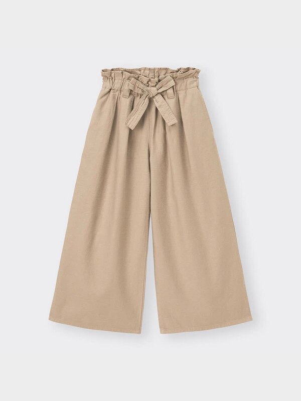GIRLSリネンブレンドプルオンワイドパンツ