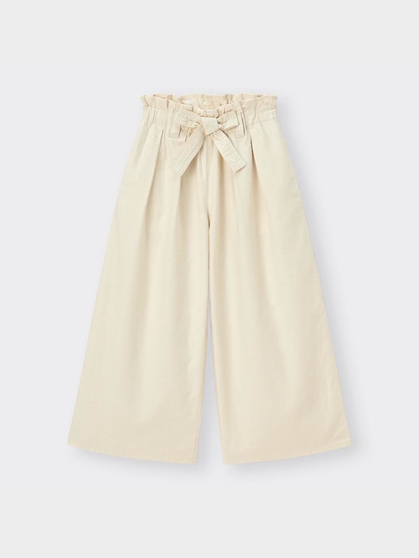 GIRLSリネンブレンドプルオンワイドパンツ