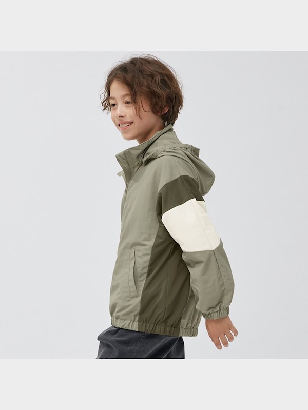 KIDS(男女兼用)カラーブロックフーディブルゾン