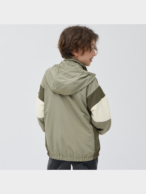 KIDS(男女兼用)カラーブロックフーディブルゾン