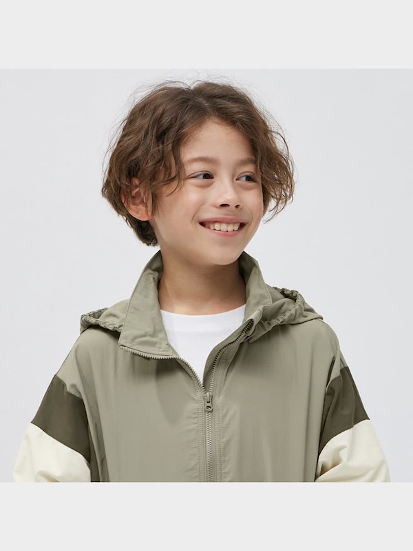 KIDS(男女兼用)カラーブロックフーディブルゾン