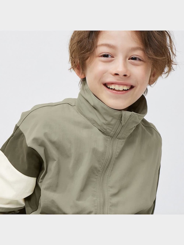 KIDS(男女兼用)カラーブロックフーディブルゾン