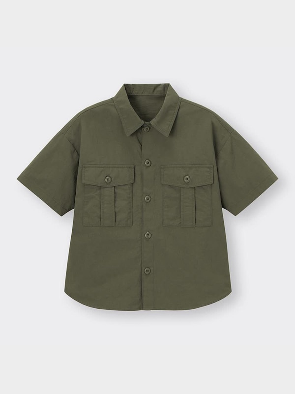 KIDS(男女兼用) ドライサファリシャツ(5分袖)(セットアップ可能)