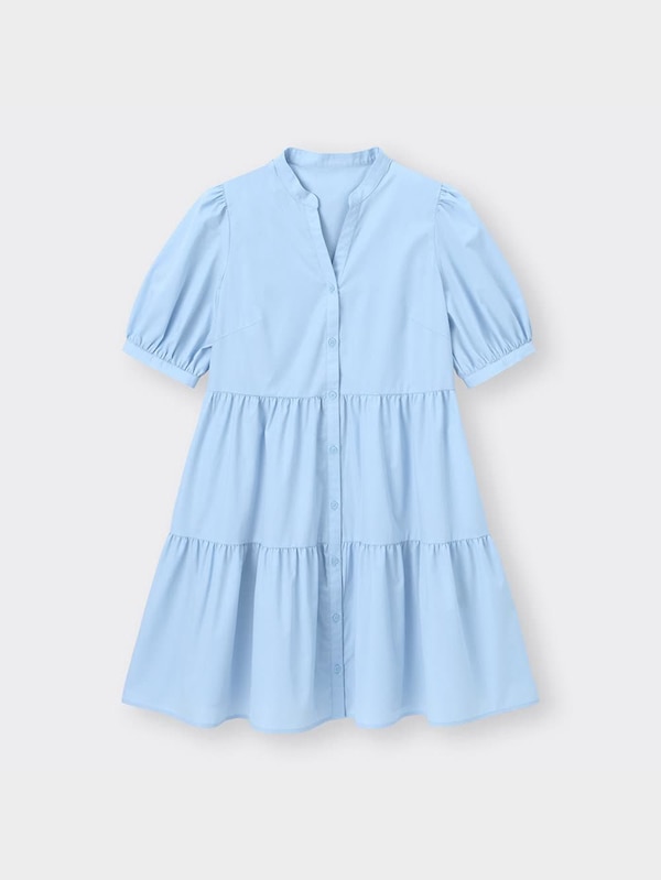 ティアードVネックミニワンピース(5分袖)OSB+EC