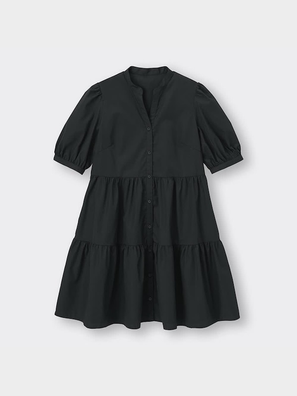 ティアードVネックミニワンピース(5分袖)OSB+EC