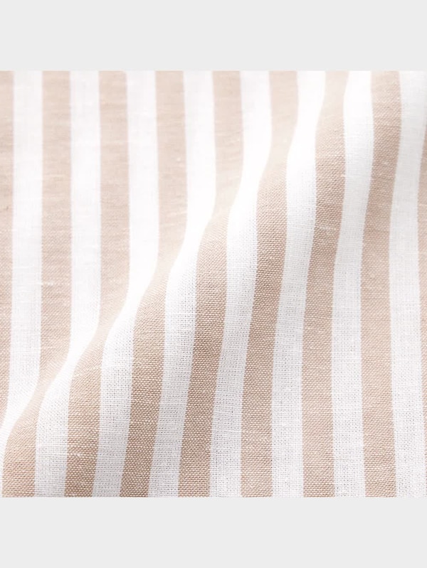 リネンブレンドクロップドシャツ(半袖)(ストライプ)