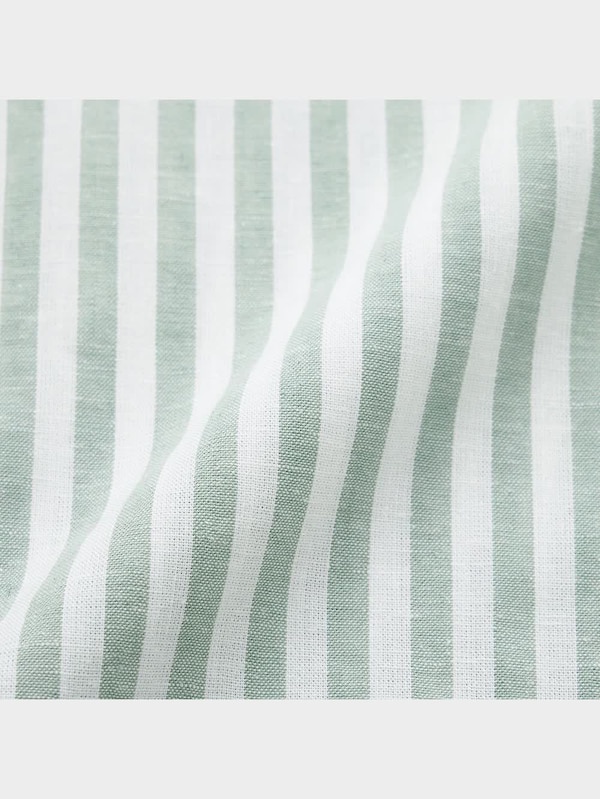 リネンブレンドクロップドシャツ(半袖)(ストライプ)