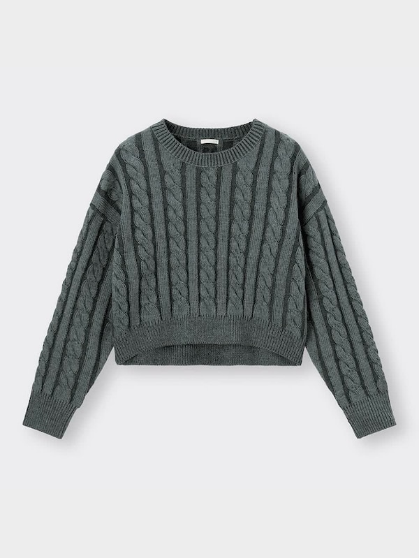 ケーブルクルーネックセーター(長袖)Q