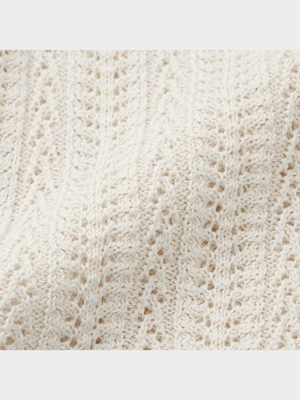 GU公式 | 透かし編みフロントリボンカーディガン(半袖)