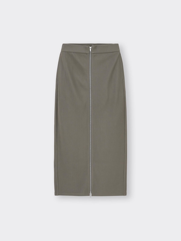 フロントジップナローロングスカートQ