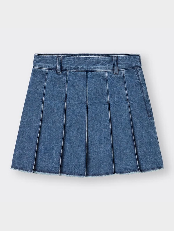 デニムローウエストプリーツミニスカートQ