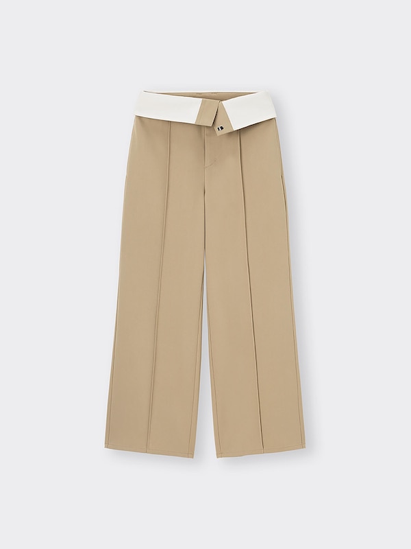 折り返しウエストワイドパンツQ+E