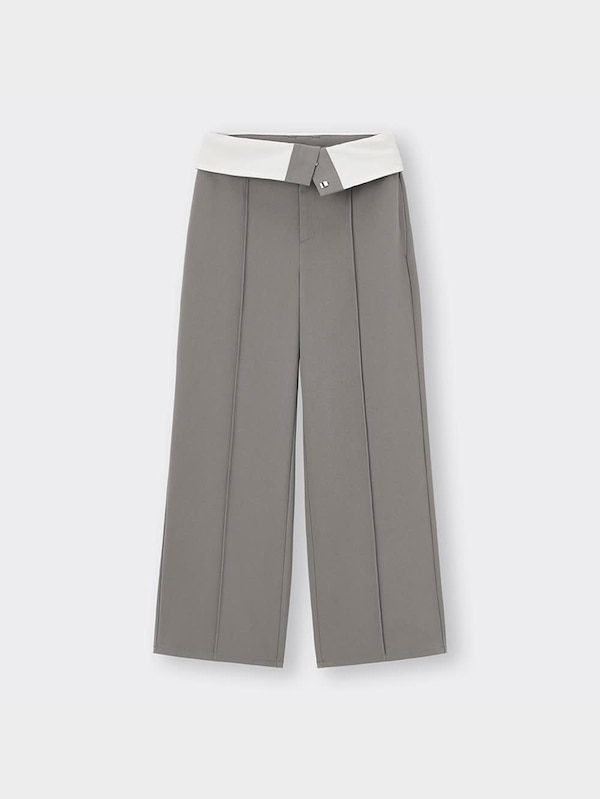 折り返しウエストワイドパンツQ+E