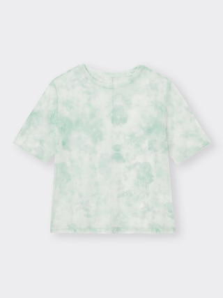 シアープリントT(半袖) 【レディース】 【Tシャツ・スウェット】【GU公式/ジーユー】 【GREEN】 シアープリントT(半袖) 【レディース】 【Tシャツ・スウェット】【GU公式/ジーユー】 【GREEN】