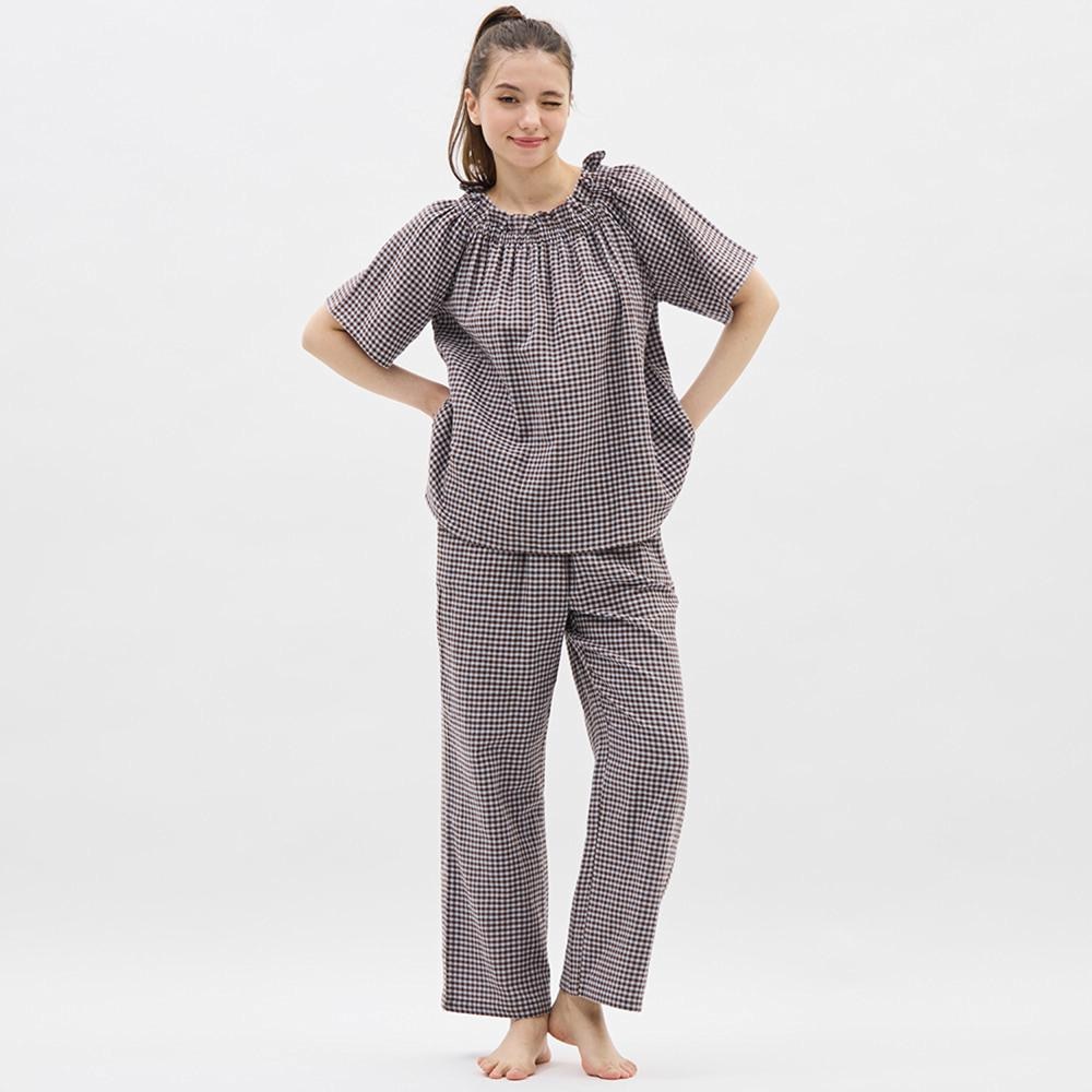 GU公式 | オーガニックコットンプルオーバーパジャマ半袖&ロングパンツ+X