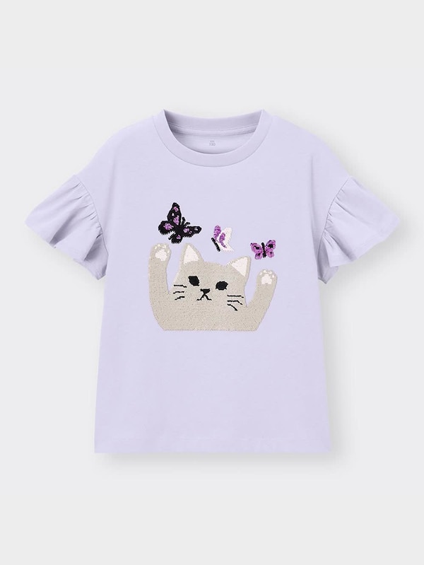 GIRLSスパンコールT(半袖)(ネコ)