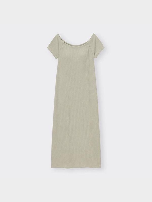 ブラフィールリブオフショルダーワンピース(半袖)+E