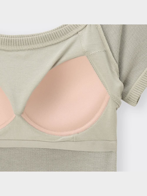 ブラフィールリブオフショルダーワンピース(半袖)+E