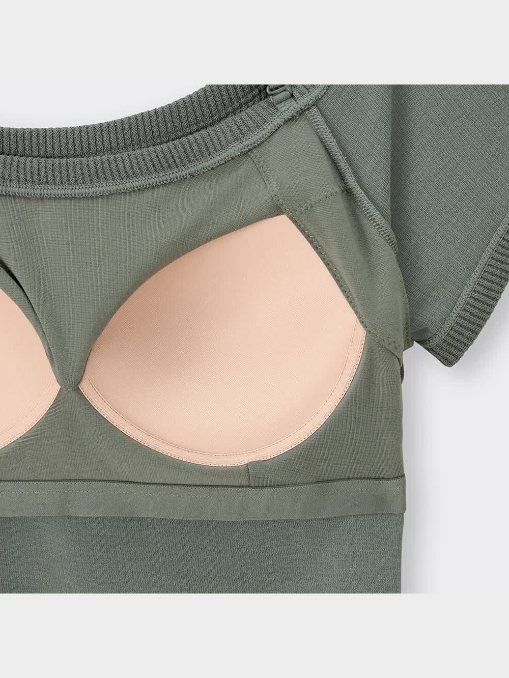 よ♡ GU公式 | ブラフィールリブオフショルダーワンピース(半袖)+E