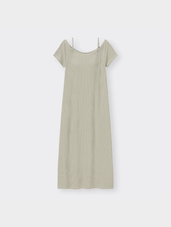 ブラフィールリブオフショルダーワンピース(半袖)+E