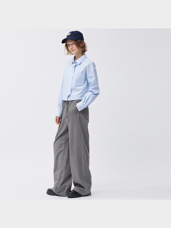 ライトデニムワイドパンツ+EC(丈長め79.0cm)