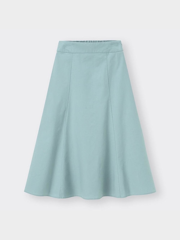 リネンブレンドフレアミディスカート+EC(丈短め78.0-82.0cm)