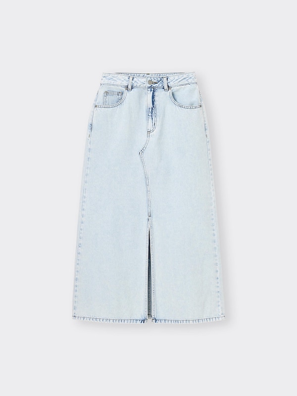 デニムフロントスリットロングスカート(丈標準86.0～93.0cm)